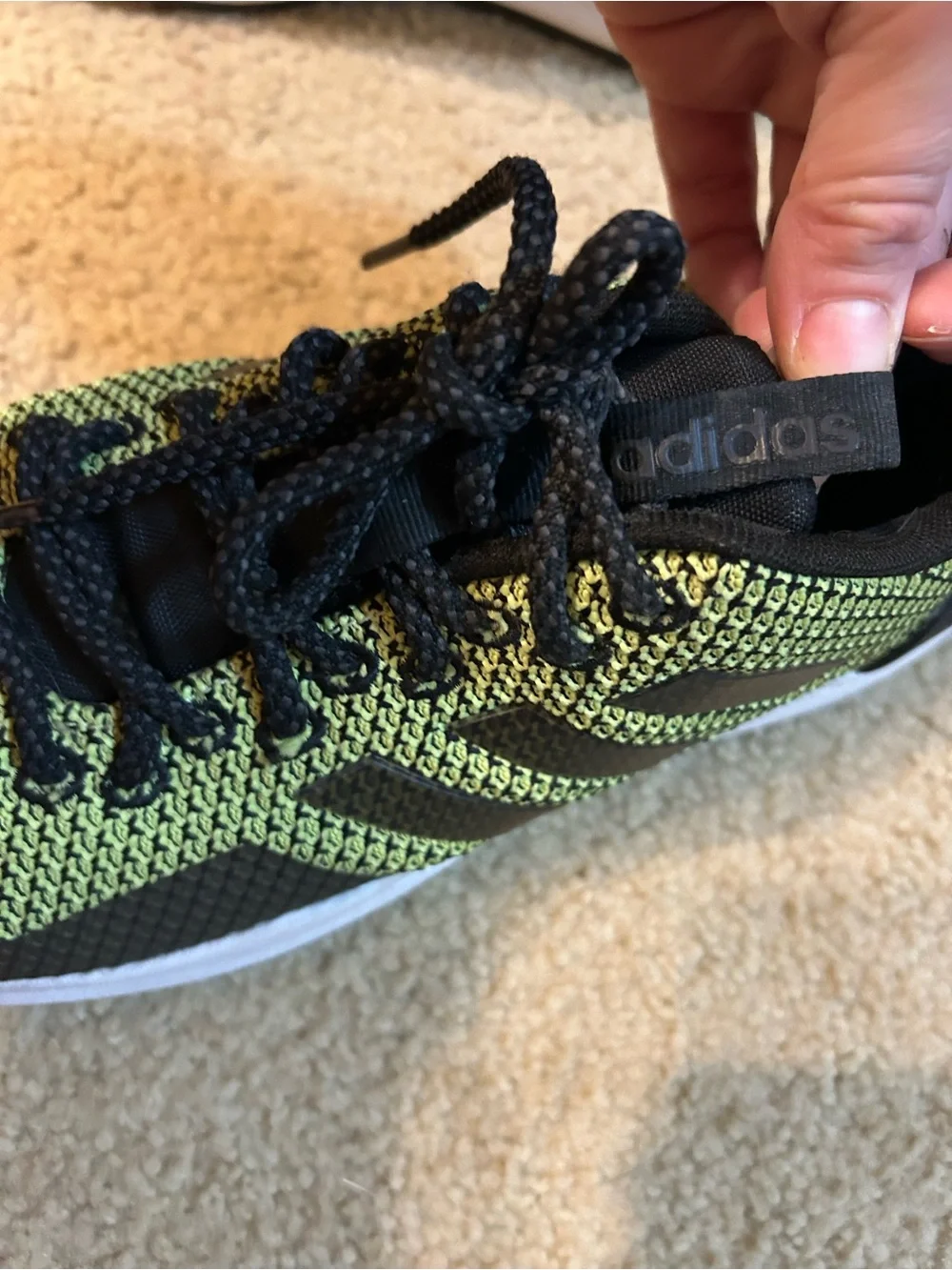 adidas Neon Yellow and Black Mesh Running Sneakers men’s 10.5